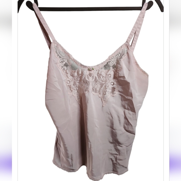 Vintage Pale Pink Camisole Sz 34 Lace On Chest Hem Small Rosette Coquette Cami - Picture 8 of 10